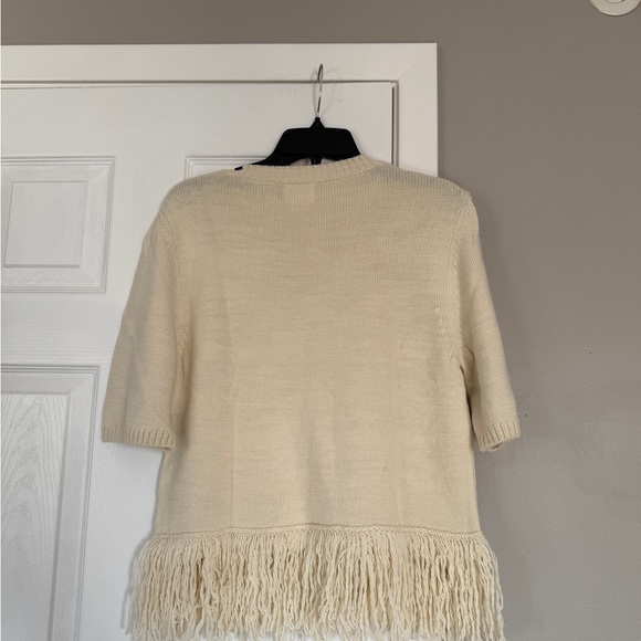 H&M Cream Ruffle Fringe Sweater Top New NWT Elevated Basic - Picture 8 of 8